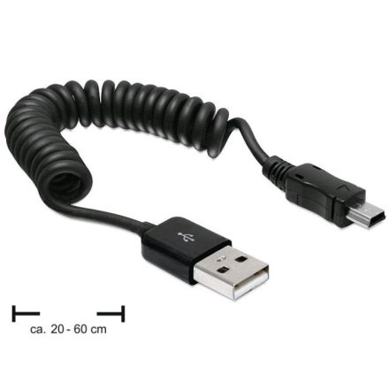 Delock 83164 USB 2.0-A anya > USB mini apa spirál kábel