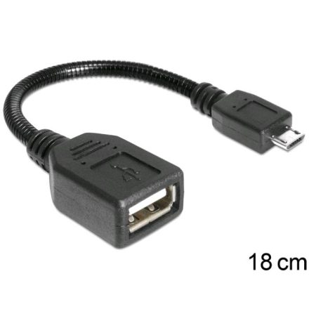 Delock 83293 USB micro-B apa > USB 2.0-A anya OTG flexibilis kábel 18 cm