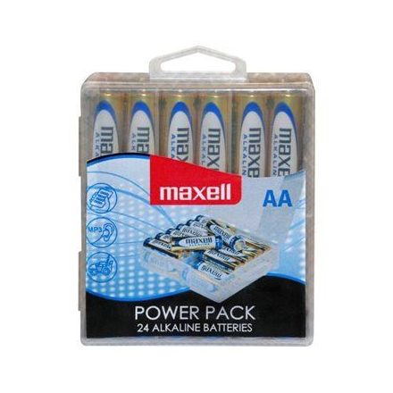 Maxell Alkáli AA ceruza elem Power Pack (24db / csomag) /LR06/ visszazárható átlátszó műanyag doboz