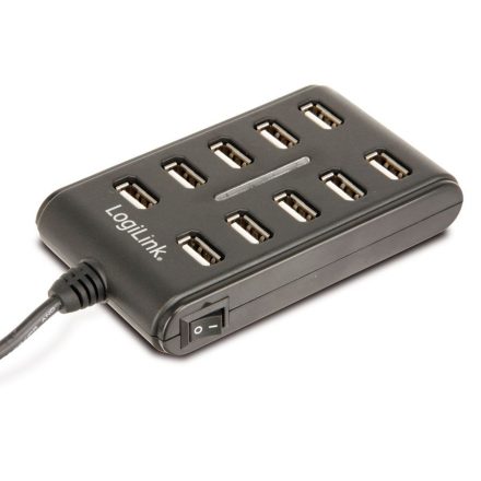 LogiLink UA0125 10 portos USB2.0 HUB fekete