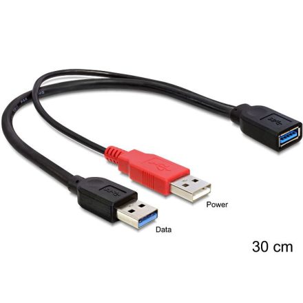 Delock 83176 USB 3.0-A female > USB 3.0-A male + USB 2.0-A male kábel 30 cm