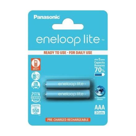 Panasonic Eneloop Lite 1.2V AAA  550mAh akku (2db) /BK4LCCE/2BE/ Ready to use