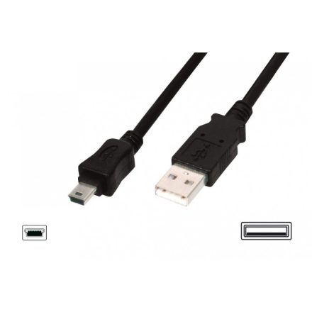Assmann USB A --> mini USB összekötő kábel 3m (AK-300130-030-S)
