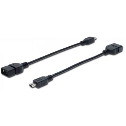 Assmann USB A --> mini USB OTG kábel 20 cm (AK-300310-002-S)