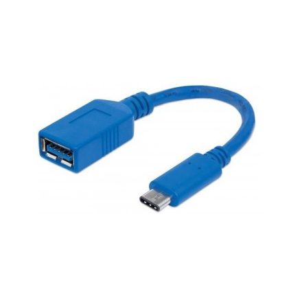 Manhattan USB 3.0 Type-A - USB 3.1 Type-C (USB-C) F/M 15cm kábel kék  (353540)