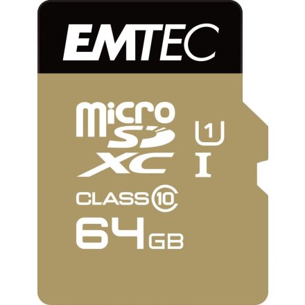 64GB microSDXC Emtec Gold+ CL10 + adapter (ECMSDM64GXC10GP)