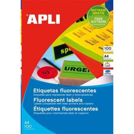 APLI 210x297 mm etikett, neon narancs 100 darab (LCA11748)