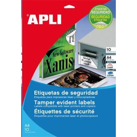 APLI 45.7x21.2 mm etikett, biztonsági, kerekített sarkú 480 darab (LCA11272)