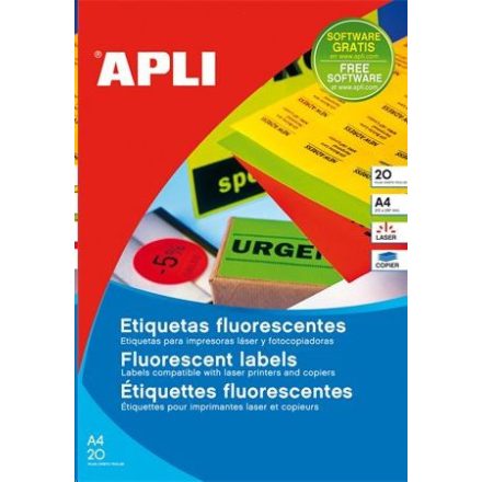 APLI 64x33.9 mm etikett, kerekített sarkú, neon narancs 480 darab (LCA2871)