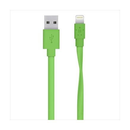 Belkin MIXIT Lightning-USB lapos adat/töltőkábel 1,2m zöld  (F8J148bt04-GRN)