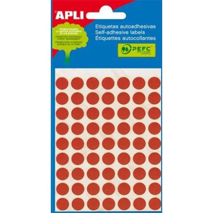 APLI 10 mm kör, kézzel írható etikett, piros színű 315 darab (LCA2053)