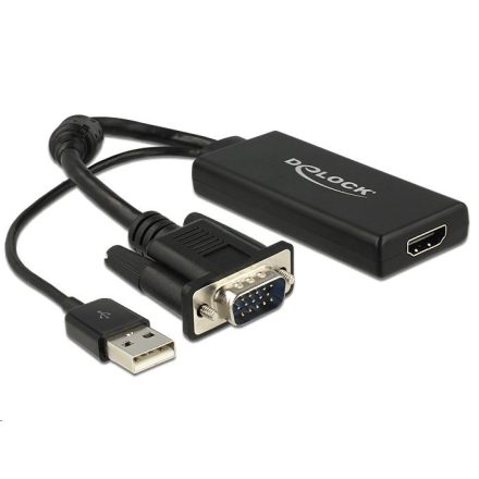 Delock 62668 VGA - HDMI adapter, audió funkcióval, fekete