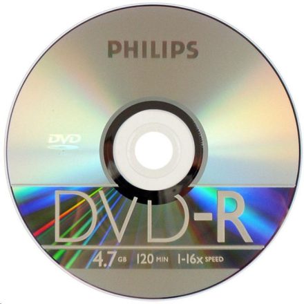 Philips DVD-R 4.7GB 16X DVD lemez slim tokos