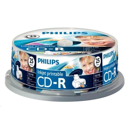 Philips CD-R80IW 80'/700MB írható lemez nyomtatható hengeres 25db/cs