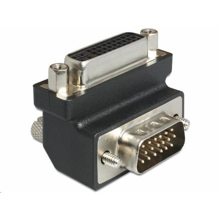 Delock 65425 DVI 24+5 pin female > VGA 15 pin male 90° hajlított adapter