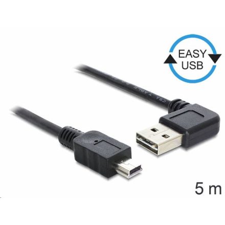 Delock 83381 USB 2.0 -A apa hajlított > USB 2.0 mini apa kábel 5 m