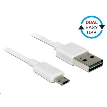 DeLock 84807 EASY USB 2.0 Type-A (male) - Micro Type-B (male) kábel 1m fehér