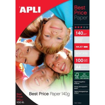 APLI Fotópapír tintasugaras "Best Price" A4 140g 100db fényes (11804)