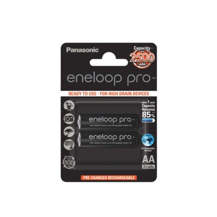 Panasonic Eneloop Pro 1.2V AA 2500mAh akku (2db) /BK-3HCDE-2BE/ "Ready to use"