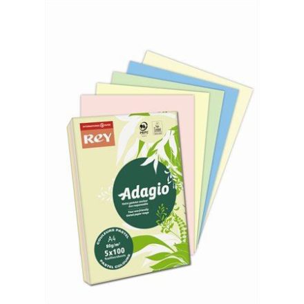 Rey "Adagio" Másolópapír színes A4 80g 5x100 lap pasztell mix (ADAGI080X908)