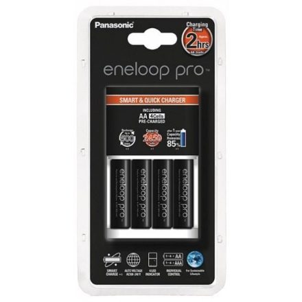 Panasonic Eneloop KKJ55HCD40E  gyorstöltő +4xAA Pro eneloop akku