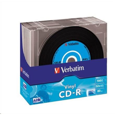 Verbatim 80'/700MB 52x CD lemez Vinyl slim tokos 10db/cs  (43426)