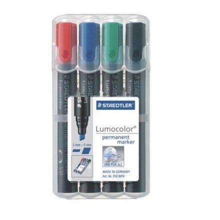 STAEDTLER "Lumocolor 350" alkoholos marker 2-5 mm vágott 4 különböző szín (350 WP4)