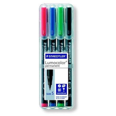 STAEDTLER "Lumocolor 313 S" OHP alkoholos marker 0.4 mm 4 különböző szín (313 WP4)