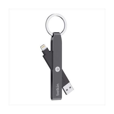 Belkin MIXIT Lightning-USB adat/töltőkábel-kulcstartó szürke  (F8J172btGRY)