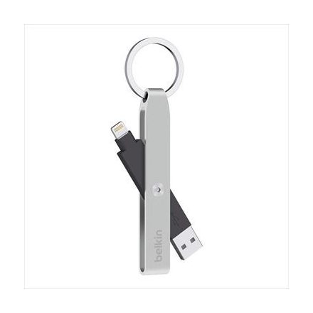 Belkin MIXIT Lightning-USB adat/töltőkábel-kulcstartó ezüst  (F8J172btSLV)