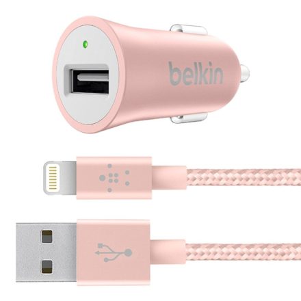 Belkin MIXIT Metallic univerzális autós töltő + Lightning kábel Rose Gold (F8J186bt04-C00)