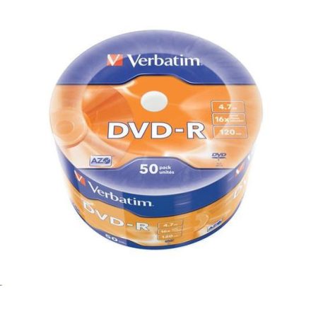 Verbatim DVD-R 4.7GB 16x DVD lemez zsugorhengeres 50db/henger  (43788)