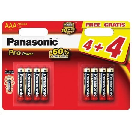 Panasonic 1.5V Alkáli AAA ceruza elem Pro power (8db / csomag)  (LR03PPG/8BW)