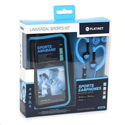 Platinet PM1070BL mikrofonos sport fülhallgató + karpánt kék