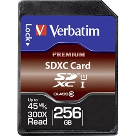 256GB SDXC Verbatim CL10 UHS-I Premium memóriakártya (44026)