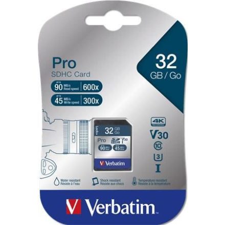 32GB SDHC Verbatim UHS-I Pro memóriakártya (47021)