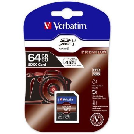 64GB SDXC Verbatim UHS-I Premium memóriakártya (44024)