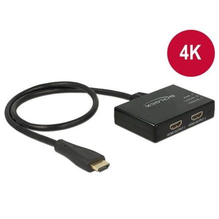 DeLock HDMI Splitter 1 x HDMI bemenet  2 x HDMI kimenet 4k - 60cm kábel (87700)