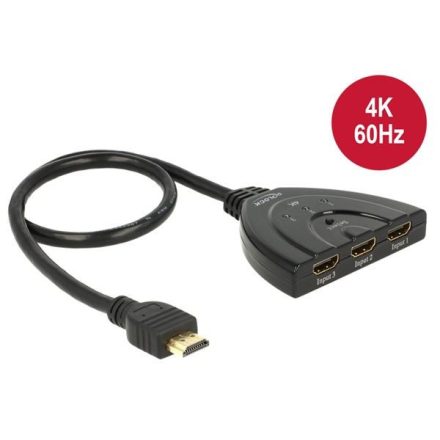 DeLock HDMI Switch HDMI UHD 3x HDMI in 1x HDMI out 4k - 50cm kábel (18600)