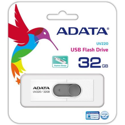 Pen Drive 32GB ADATA UV220 USB 2.0 White/Gray (AUV220-32G-RWHGY)