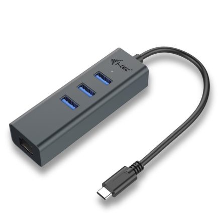 i-tec USB C Metal 3 portos HUB Gigabit Ethernet (C31METALG3HUB)