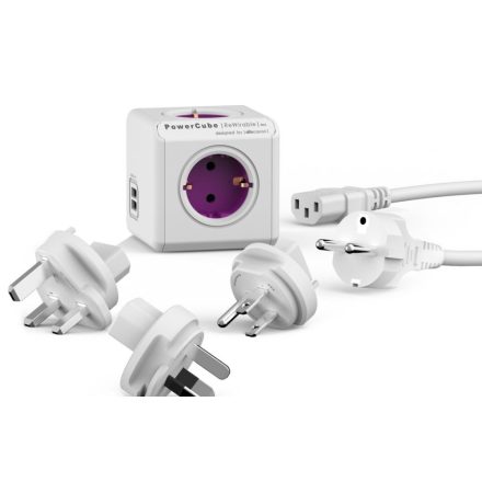 Allocacoc PowerCube ReWirable hálózati elosztó USB + 3x plug + IEC EU  (1811/DERU3P)