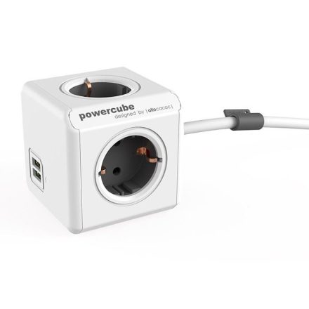 Allocacoc PowerCube Extended USB hálózati elosztó 1.5m fehér-szürke  (1402GY/DEEUPC)