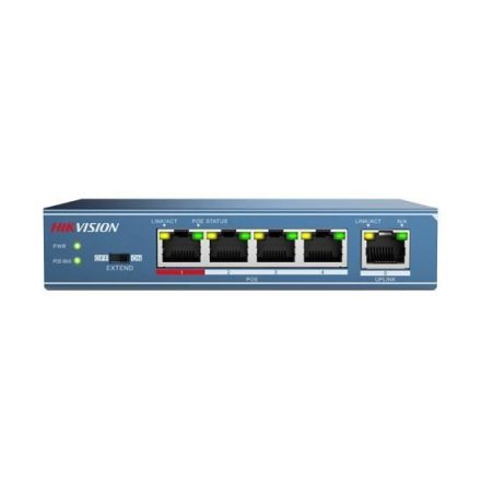 Hikvision 10/100 4x PoE + 1x uplink portos switch (DS-3E0105P-E)