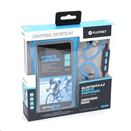 Platinet PM1075BL Bluetooth mikrofonos sport fülhallgató + karpánt kék