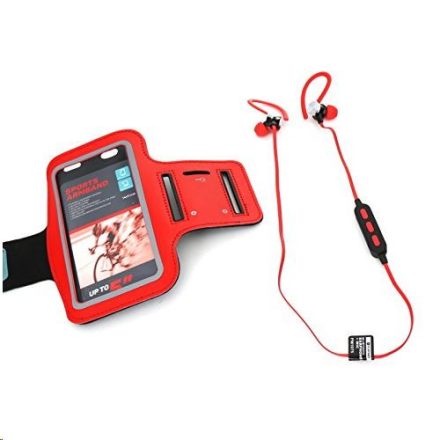 Platinet PM1075R Bluetooth mikrofonos sport fülhallgató + karpánt piros