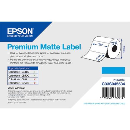 Epson prémium címke (C33S045534)