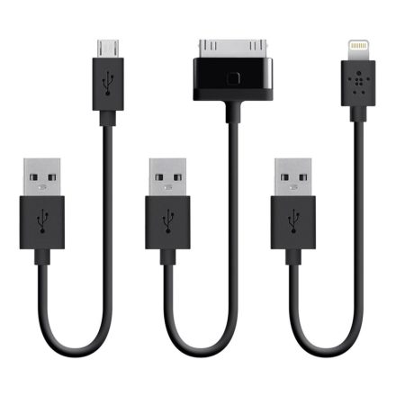 Belkin töltőkábel kit USB -> Micro USB / Apple 30 Pin / Lightning  (F8J068bt06INBLK)