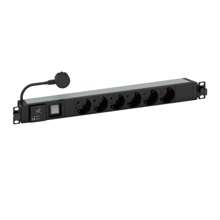 Legrand rack elosztósor 1U 19" 6 aljzat túlfeszültségvédő (646836)