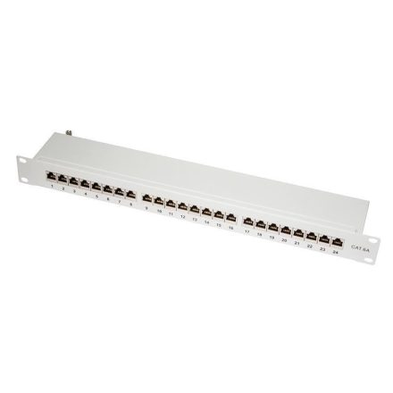 LogiLink Patch Panel 1U 19" 24 Port STP CAT6a árnyékolt szürke (NP0060)